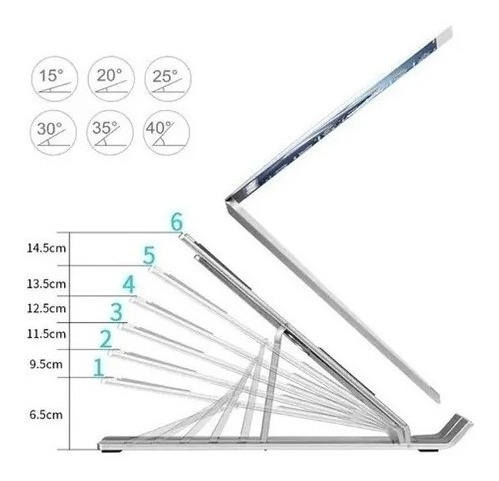 Base Soporte Negra Para Portátil Laptop Plegable Metalica